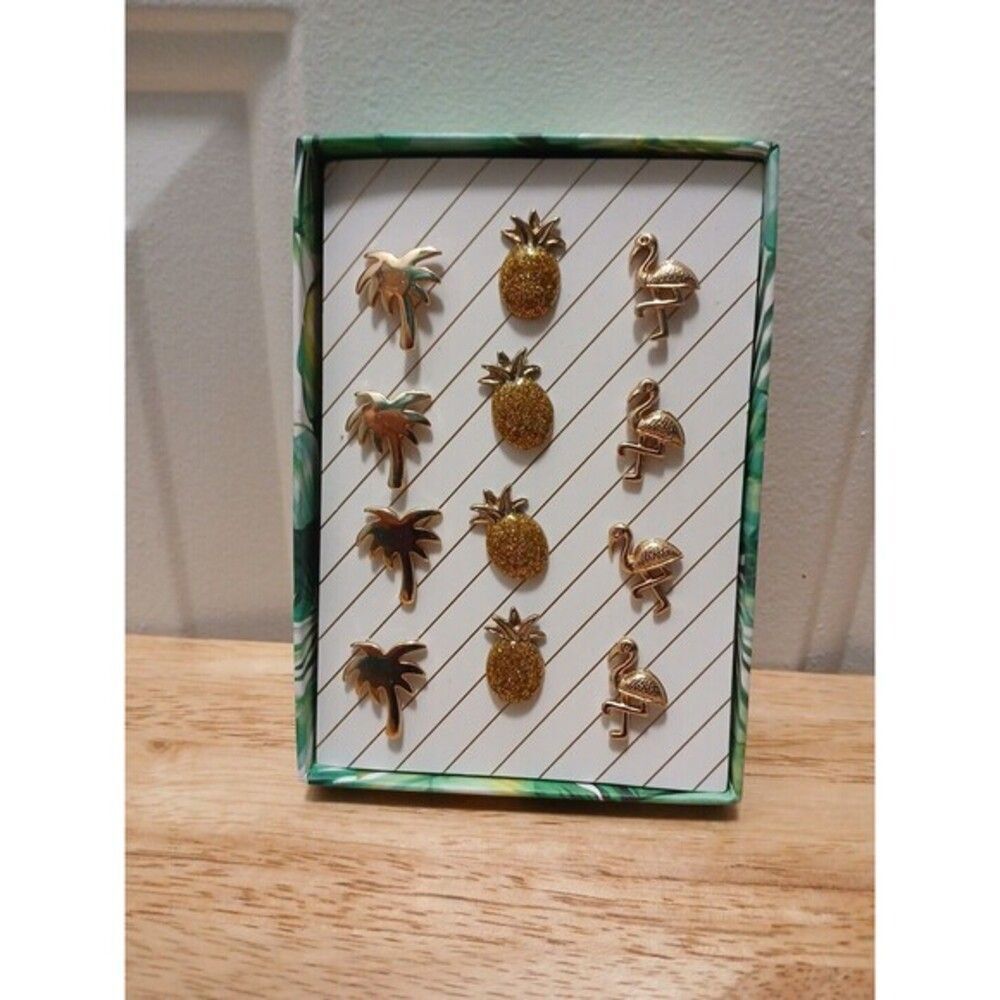 12 Tropical Metal Push Pins Papyrus